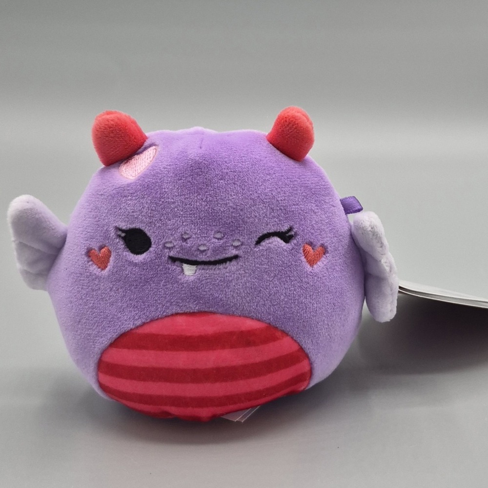 Squishmallows 4" Mini Atwater Love Monster Purple Heart Cheeks Plush BNWT